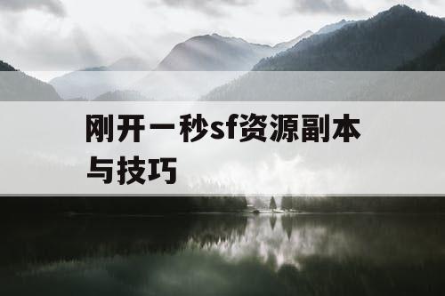 刚开一秒sf资源副本与技巧