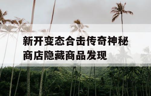 新开变态合击传奇神秘商店隐藏商品发现
