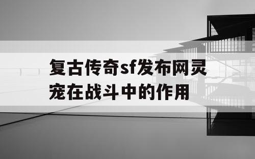 复古传奇sf发布网灵宠在战斗中的作用
