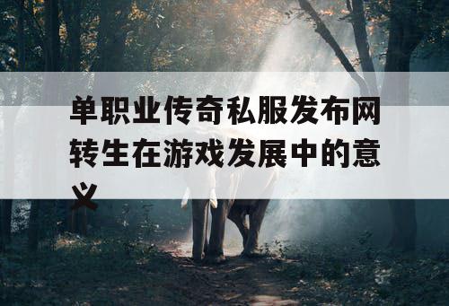 单职业传奇私服发布网转生在游戏发展中的意义