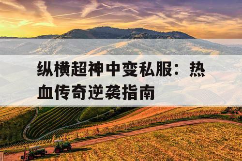 纵横超神中变私服：热血传奇逆袭指南