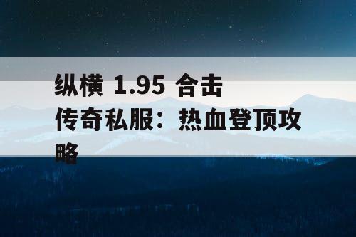 纵横 1.95 合击传奇私服：热血登顶攻略