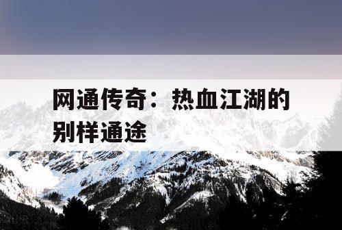网通传奇：热血江湖的别样通途