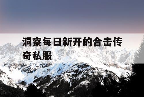 洞察每日新开的合击传奇私服