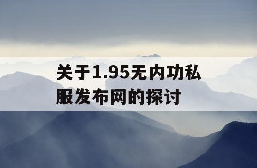 关于1.95无内功私服发布网的探讨