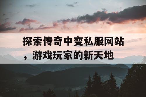 探索传奇中变私服网站，游戏玩家的新天地