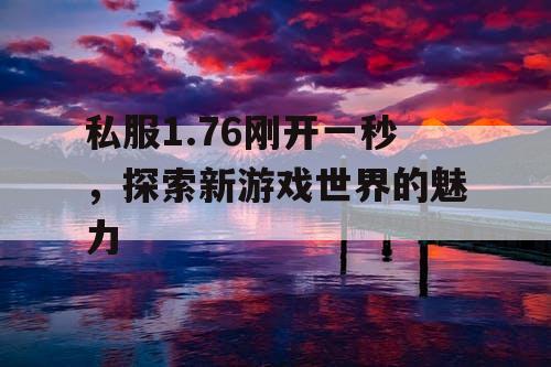 私服1.76刚开一秒，探索新游戏世界的魅力