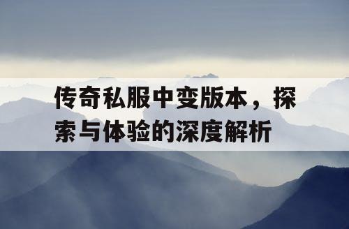 传奇私服中变版本，探索与体验的深度解析