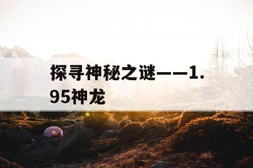 探寻神秘之谜——1.95神龙