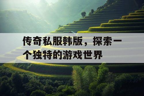 传奇私服韩版，探索一个独特的游戏世界
