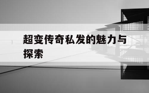 超变传奇私发的魅力与探索
