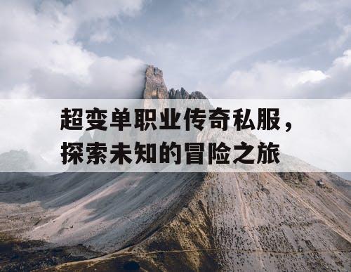 超变单职业传奇私服，探索未知的冒险之旅