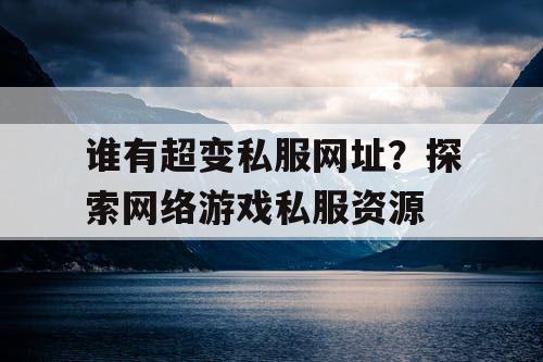 谁有超变私服网址？探索网络游戏私服资源