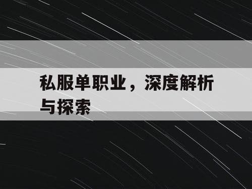 私服单职业，深度解析与探索