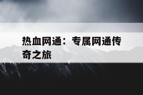 热血网通：专属网通传奇之旅